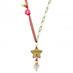 Pendentif en bois Étoile « MUM » 19 x 20 mm