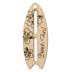 Pendentif en Bois planche de surf gravée "Breach Fun" 60x22mm