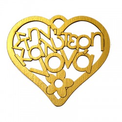 Ciondolo in Legno a Forma di Cuore Στην Καλύτερη Νονά 71X80 mm