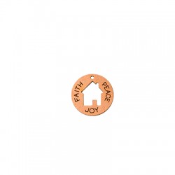 Breloque Ronde en bois « Faith Peace JOY » avec Maison 24 mm
