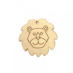 Pendentif en bois lion 50 mm
