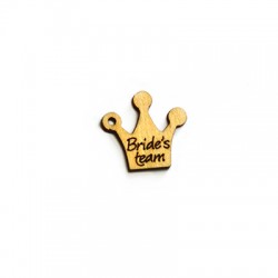 Breloque en bois Couronne « Bride'S Team » 19 x 18 mm