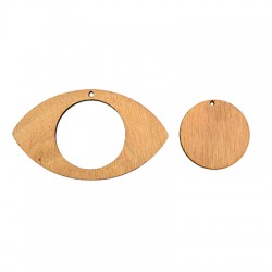 Pendentif en bois « Evil Eye » et rond 99 x 58 mm (2 Pièces/Set)