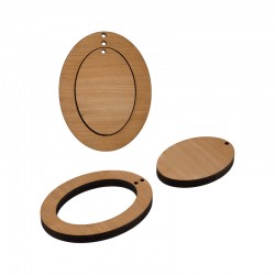 Pendentif Ovale en bois 85 x 110 mm (2 Pièces/Set)