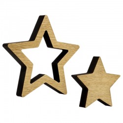 Estrella Decorativa de Madera 124 x 130 mm 2 Unidades/Juego