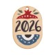 Pendentif Ovale en bois « 2026 » avec Grenade et œil 30 x 44 mm
