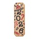 Wooden Pendant Tag with Christmas Designs "2026" 15x50mm