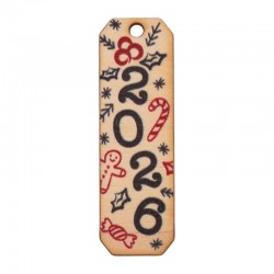 Ciondolo in Legno con Motivi Natalizi 2026 15X50 mm