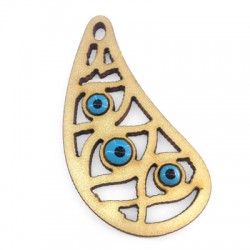 Goutte en Bois avec yeux émaillés 45x23mm