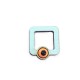 Charm di Legno Cornice Quadrata con Occhio Portafortuna Smaltato 17x15mm