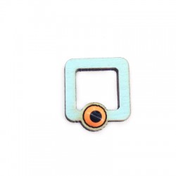 Carré en Bois avec œil porte-bonheur émaillé 17x15mm
