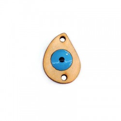 Intercalaire goutte en Bois 26x19mm avec œil porte-bonheur émaillé