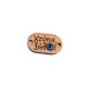 Ciondolo in Legno a Forma di Cartellino Χτύπα Ξύλο! Connettore Smaltato 25X15 mm