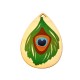 Pendentif en bois en Forme de Larme avec Plume de paon 89 x 66 mm