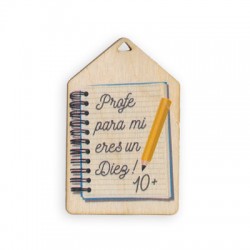 Ciondolo in Legno a Forma di Libro Profe 70X45 mm