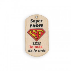 Pendentif en bois « Super Profe » 50 x 28 mm