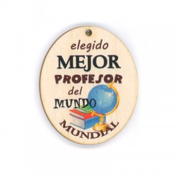 Pendentif Ovale en bois « Mejor Profesor » 60 x 50 mm