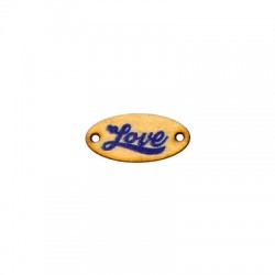 Connecteur Ovale en bois « Love » avec cœur 25 x 12 mm