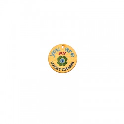 Breloque Ronde en bois « MY Charm » avec Trèfle 25 mm