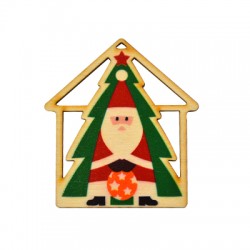 Pendentif en bois Maison 70 x 63 mm