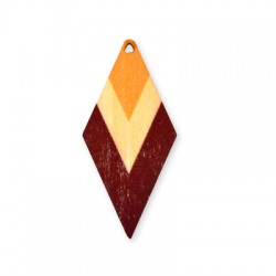 Pendentif en bois Peint en Forme de Losange 62 x 29 mm