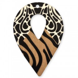 Pendentif en bois Peint 47 x 69 mm