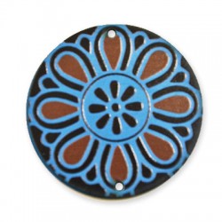 Ciondolo in Legno Dipinto a Forma di Fiore 50 mm