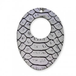 Pendentif Ovale en bois Peint 52 x 69 mm