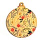 Ciondolo in Legno con Palla di Natale con Fiori e Foglie 93X80 mm