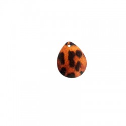 Pendentif en bois en Forme de Goutte avec Imprimé Animalier 20 x 25 mm