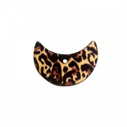 Pendentif en bois Demi-Lune Imprimé Animal 29 x 21 mm