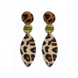 Pendentif en bois rond Imprimé Animal 20 mm