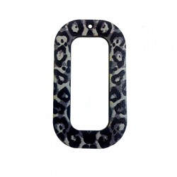 Pendentif en bois Rectangulaire avec Imprimé Animalier 33 x 60 mm