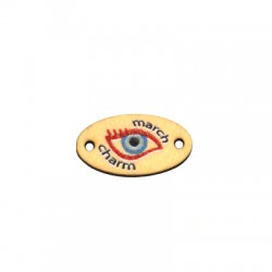 Connecteur Ovale en bois avec œil « March Charm » 25 x 13 mm