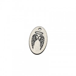 Pendentif Ovale en bois Ailes D'Ange 15 x 25 mm