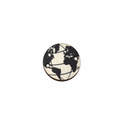 Connecteur rond en bois Globe Terrestre 20 mm avec 2 Anneaux