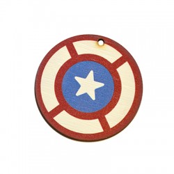Pendentif en bois Étoile Ronde 45 mm