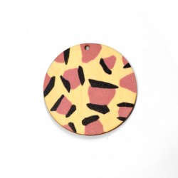 Pendentif rond en bois Imprimé Animal 50 mm