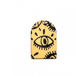 Pendentif en bois avec yeux 26 x 40 mm