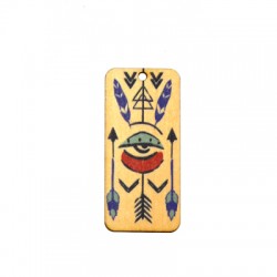 Pendentif Rectangulaire en bois avec œil 23 x 50 mm