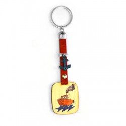 Pendentif en bois Bateau Rectangulaire 42 x 50 mm