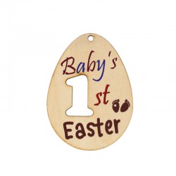 Pendentif en bois œuf « Baby'S 1st Easter » 59 x 80 mm