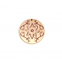 Colgante de Madera Redondo Flores 60mm