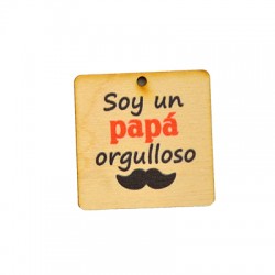 Pendentif Carré en bois « Soy un Papa Orjulloso » 40 mm
