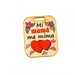 Colgante de Madera Rectangular con frase para Mama 33x40mm