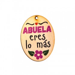 Wooden Pendant "Mi mama me mima" 33x40mm
