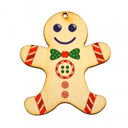 Pendentif en bois en Forme de Personnage de Noël 65 x 75 mm