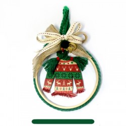 Pendentif en bois pull de Noël 78 x 75 mm