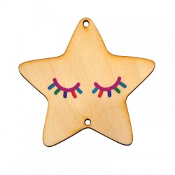 Pendentif en bois « Yeux D'Étoile » 68 mm