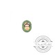 Wooden Pendant Oval Frida Kahlo Flowers 24x30mm